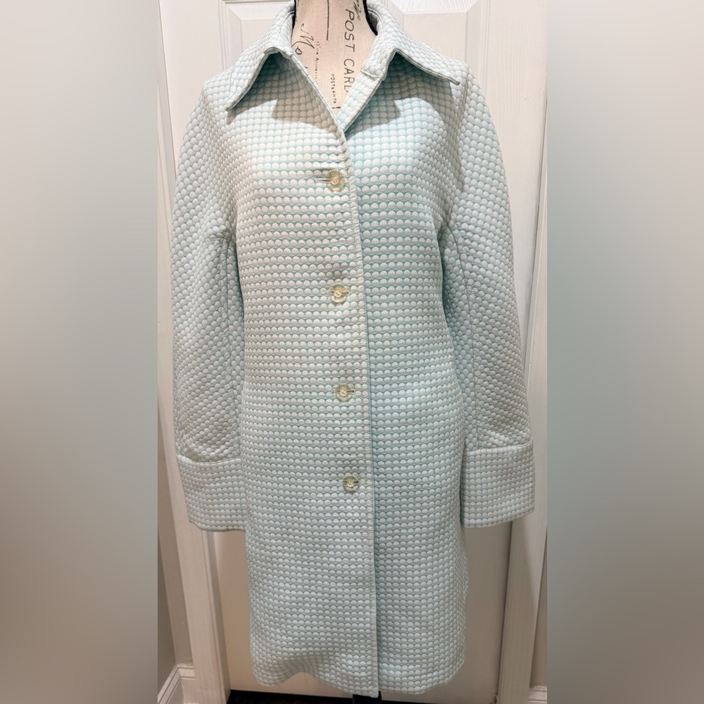 Perry Ellis Soft Blue Trench Coat | Classic Layering Piece | Like New - Picture 4 of 11